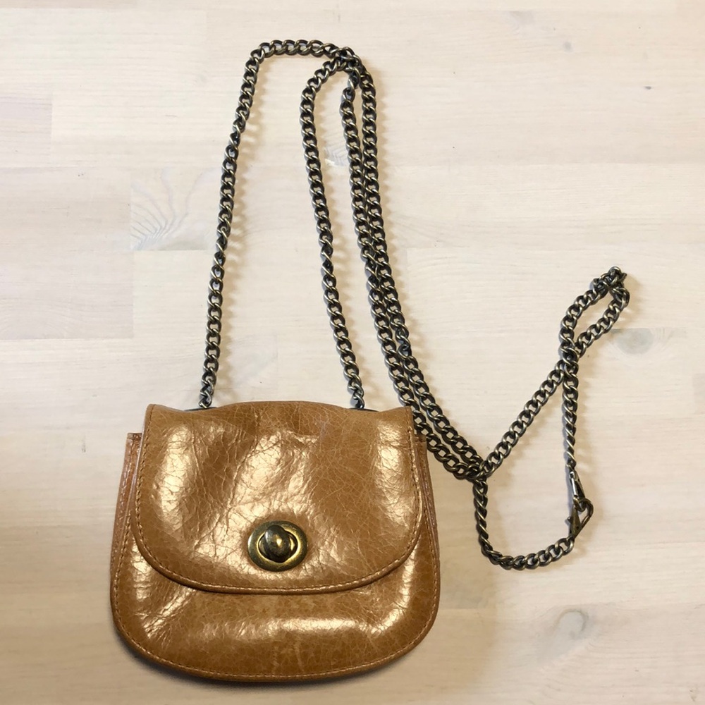 Hobo International mini camel leather purse with chain and optional belt strap